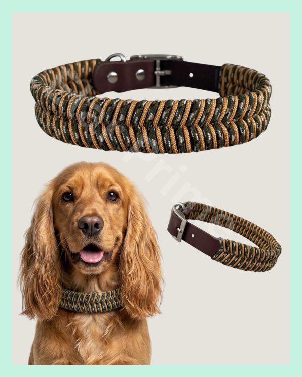 El Yapımı Paracord & Deri Köpek Boyun Tasması – Örgü Urban 16