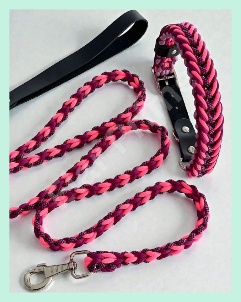 El Yapımı Deri ve Paracord Köpek Boyun & Gezdirme Tasması Seti – GPKT 04