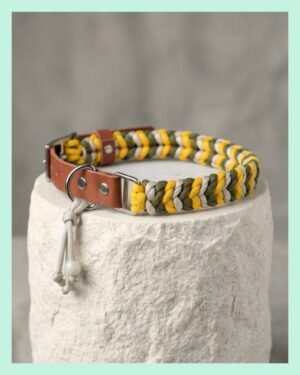 El Yapımı Gerçek Deri Paracord Köpek Tasması– PKT 11