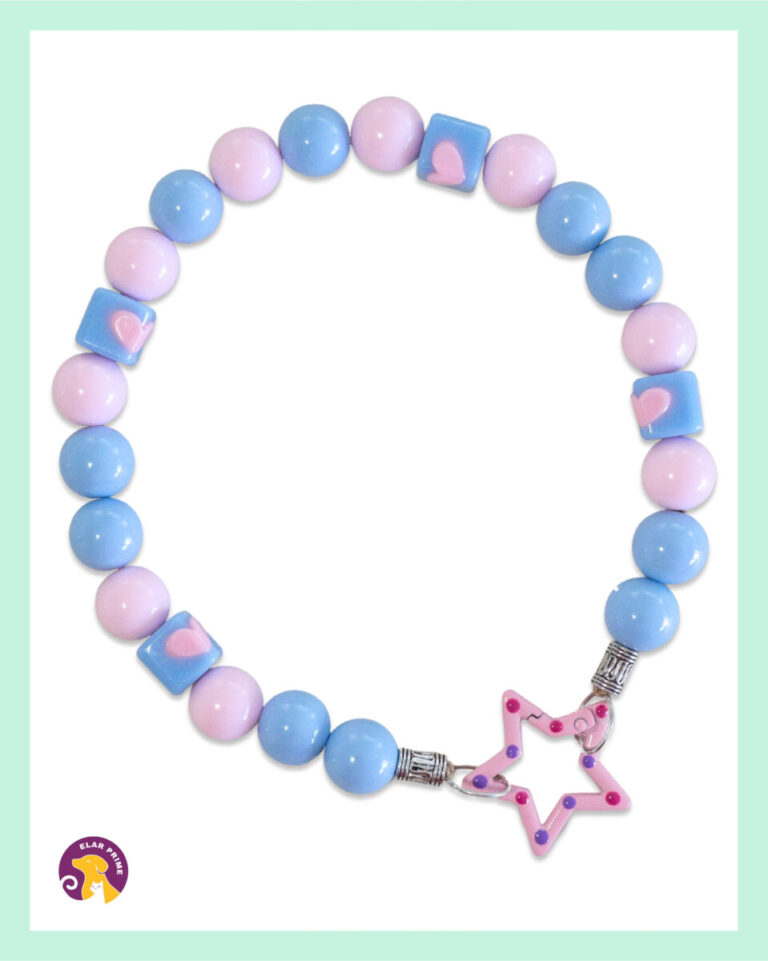 El Yapımı Cotton Candy Boncuklu Köpek Kolyesi – DBF05