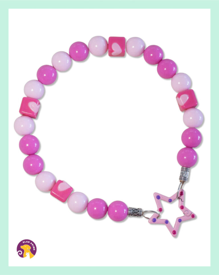 El Yapımı Pink Dream Boncuklu Köpek Kolyesi – DBF06