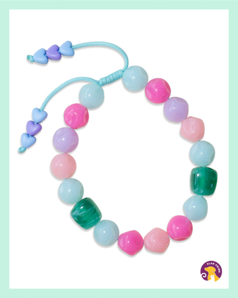El Yapımı Ayarlanabilir Şeker Boncuk Köpek Kolyesi – Mint Candy – DBA03